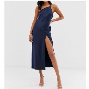 ASOS One Shoulder Navy Dress